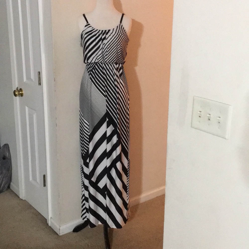 Black and White multi-striped dress